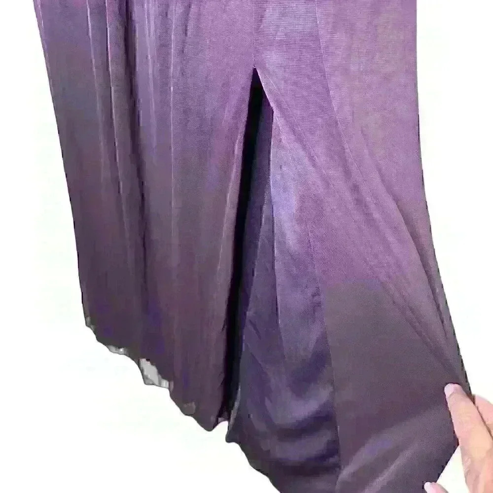 NWT David's Bridal F19608 Plum Long Lace Mesh High Neck Sz 2 - Picture 4 of 12